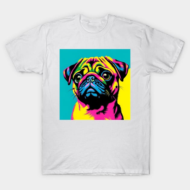 Neon Pug Portrait Sticker T-shirt T-Shirt by EWNDesigns